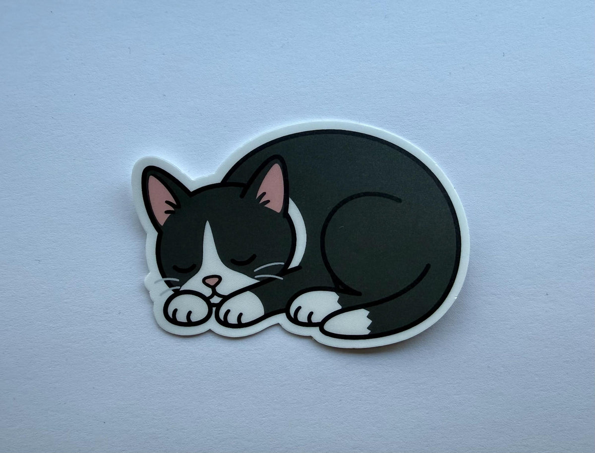 Tuxedo Cat Sleeping Sticker