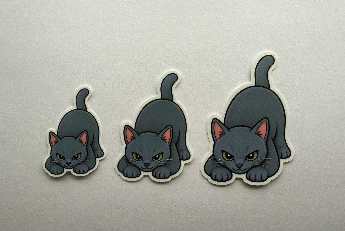 Russian Blue Cat Pouncing Sticker