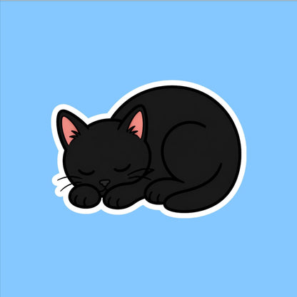 Black Cat Sleeping Sticker