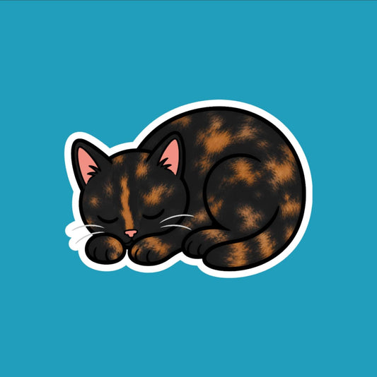 Tortoiseshell Cat Sleeping Sticker