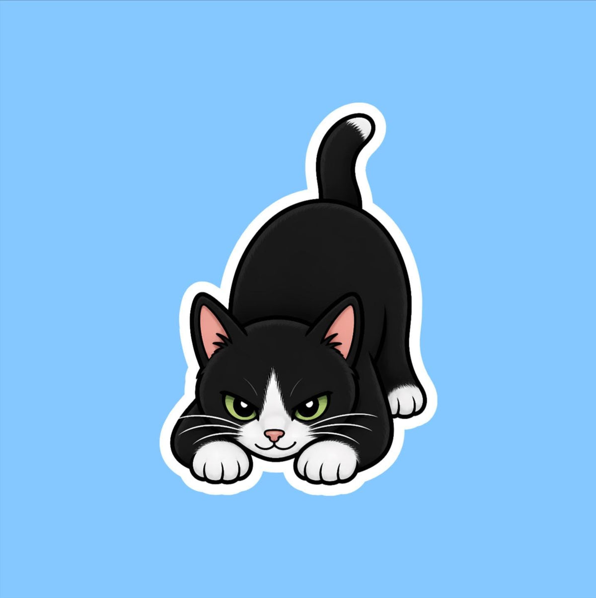 Tuxedo Cat Pouncing Sticker