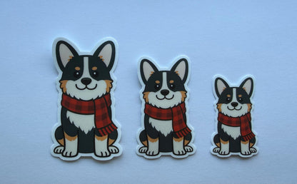 Corgi Wearing Scarf Sticker – Cozy Water Resistant Dog Decal