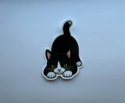Tuxedo Cat Pouncing Sticker