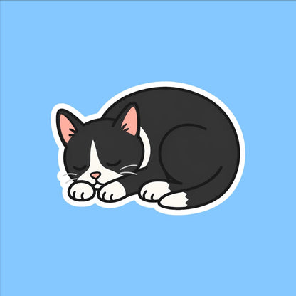Tuxedo Cat Sleeping Sticker