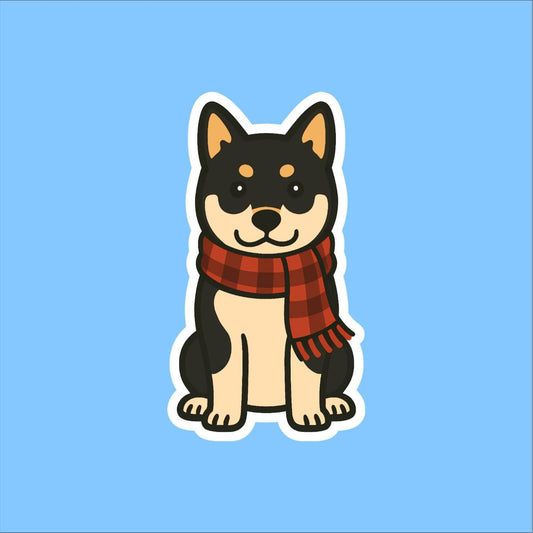 Shiba Inu Wearing Scarf Sticker