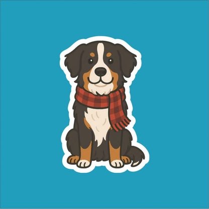 Bernese Mountain Dog Wearing Scarf Sticker