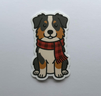 Australian Shepherd Wearing Scarf Sticker