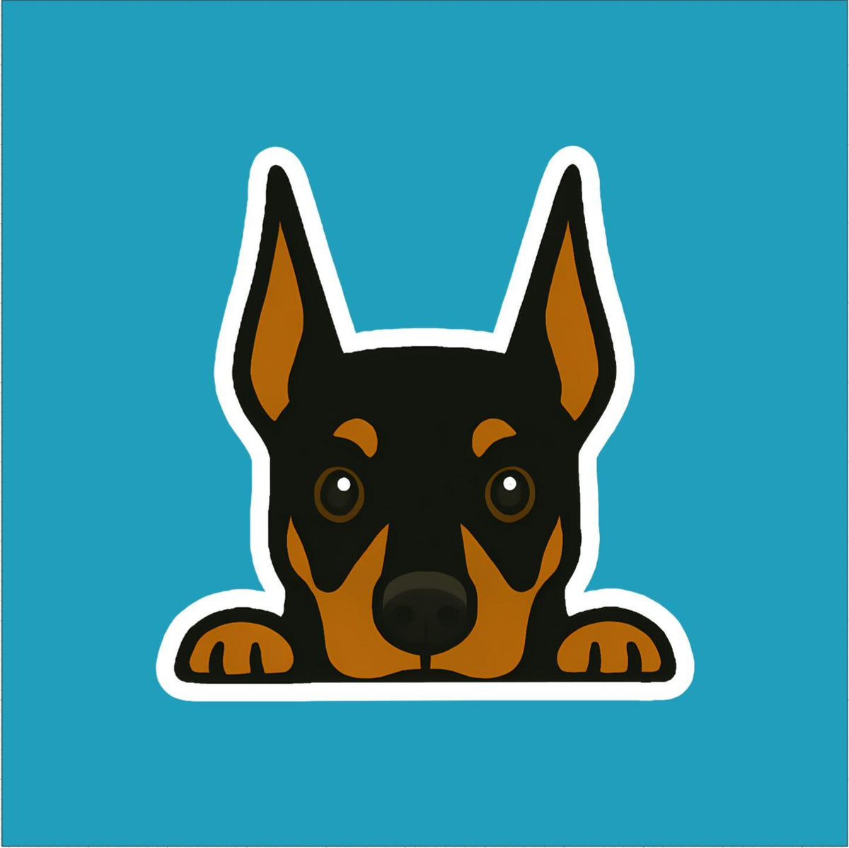 Dobermann Peeking Sticker