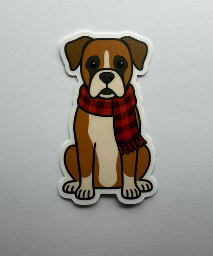 Boxer Wearing Scarf Sticker