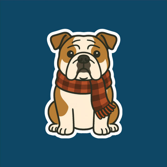 English Bulldog Wearing Scarf Sticker