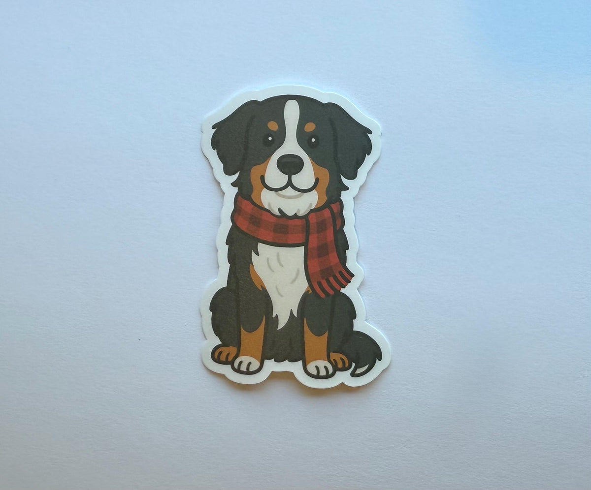 Bernese Mountain Dog Wearing Scarf Sticker