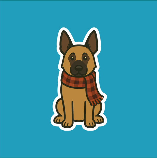 Belgian Malinois Wearing Scarf Sticker