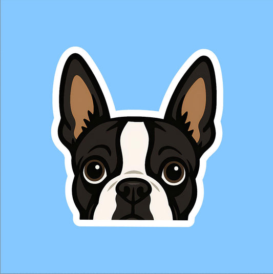 Boston Terrier Peeking Sticker – Water Resistant Dog Decal