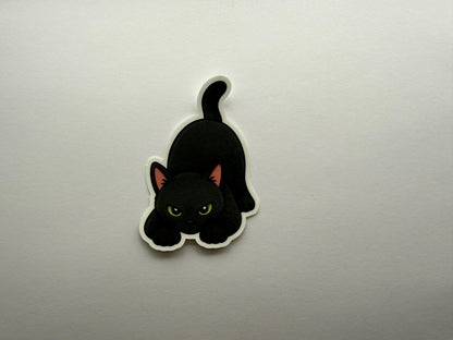 Black Cat Pouncing Sticker