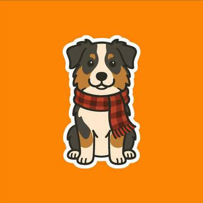 Australian Shepherd Wearing Scarf Sticker