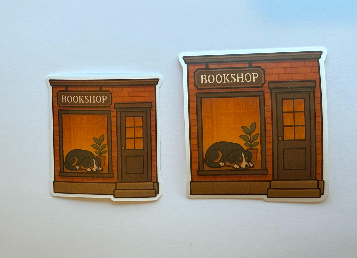 Dog in a Bookshop Window Sticker