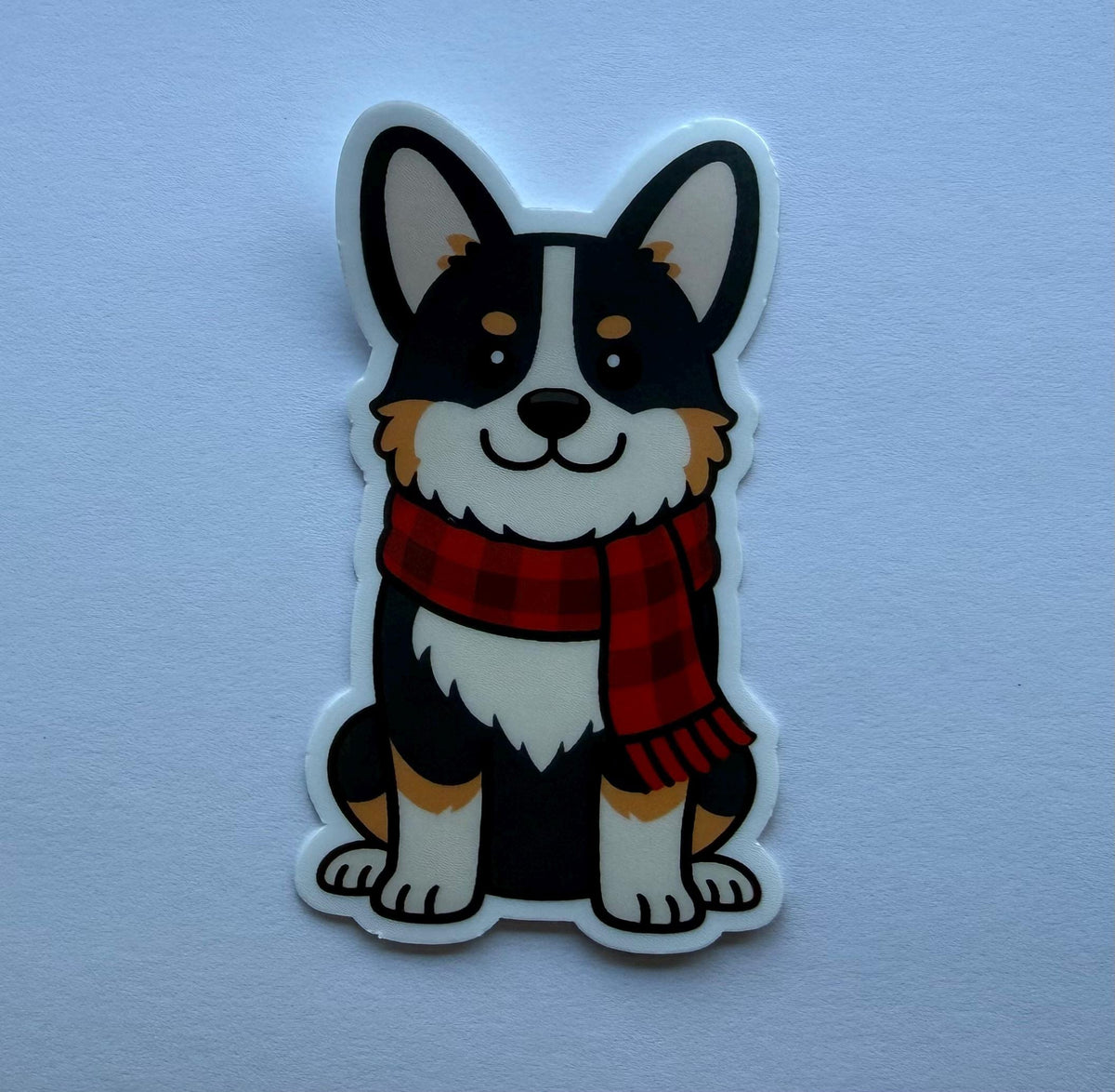 Corgi Wearing Scarf Sticker – Cozy Water Resistant Dog Decal