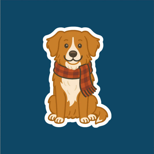 Nova Scotia Duck Toller Wearing Scarf Sticker