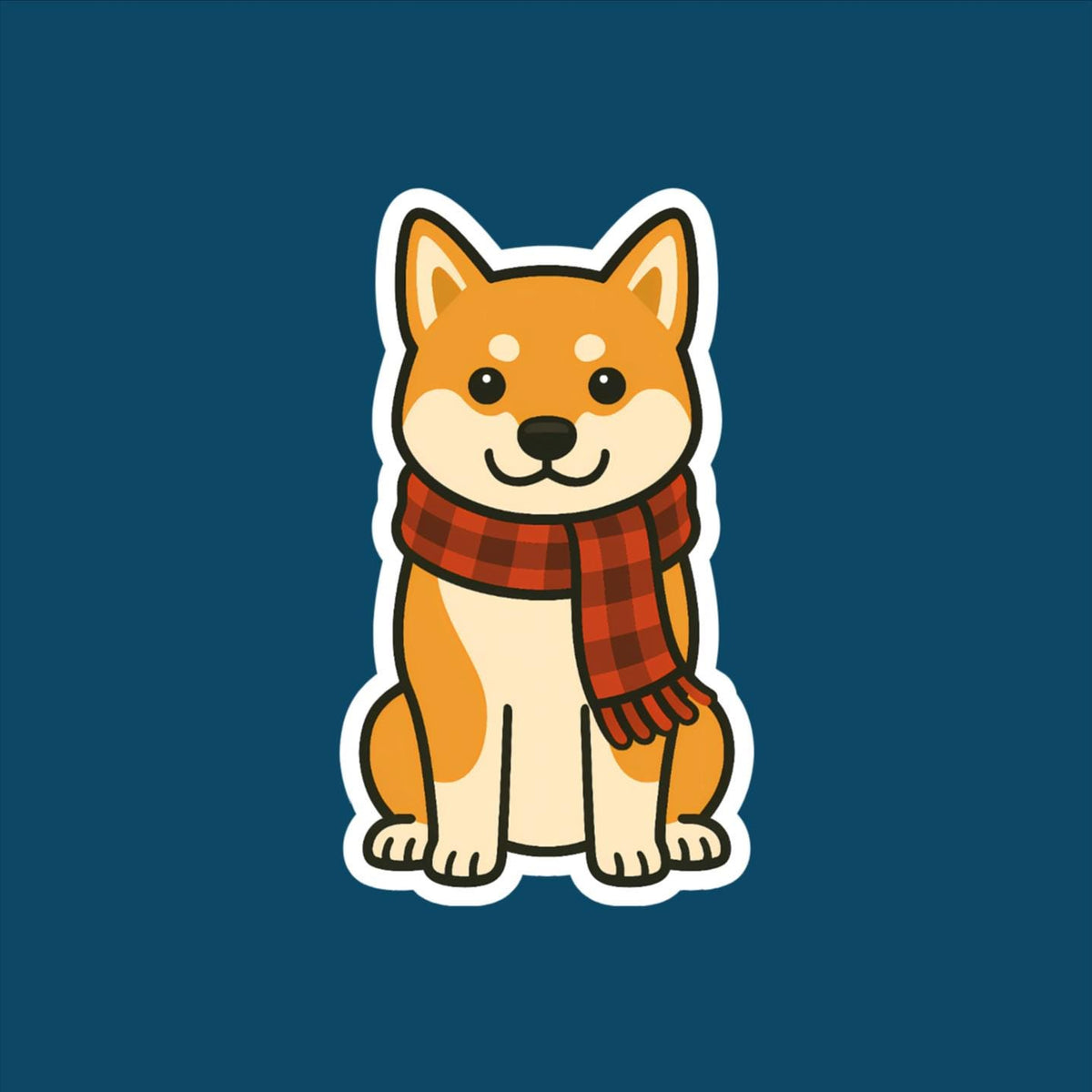 Shiba Inu Wearing Scarf Sticker