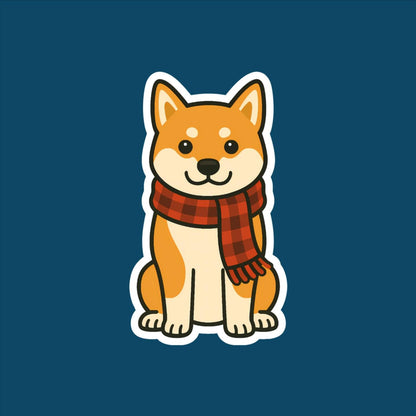 Shiba Inu Wearing Scarf Sticker